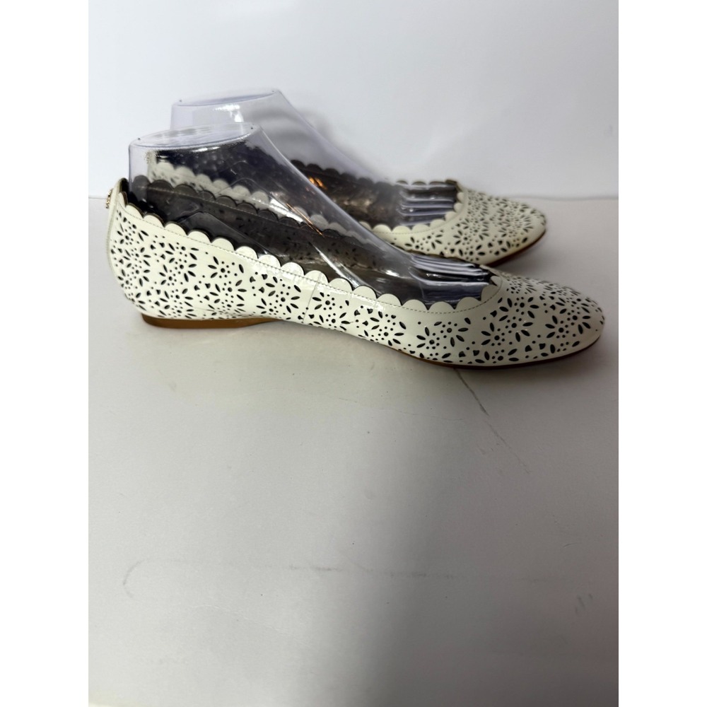 Coach White Laser-Cut Leather Ballet Flats - Picture 3 of 7